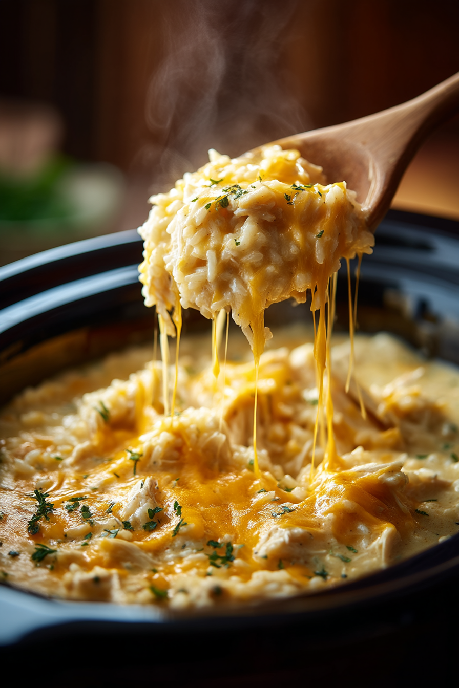 Best Cheesy Slow Cooker Chicken and Rice 4