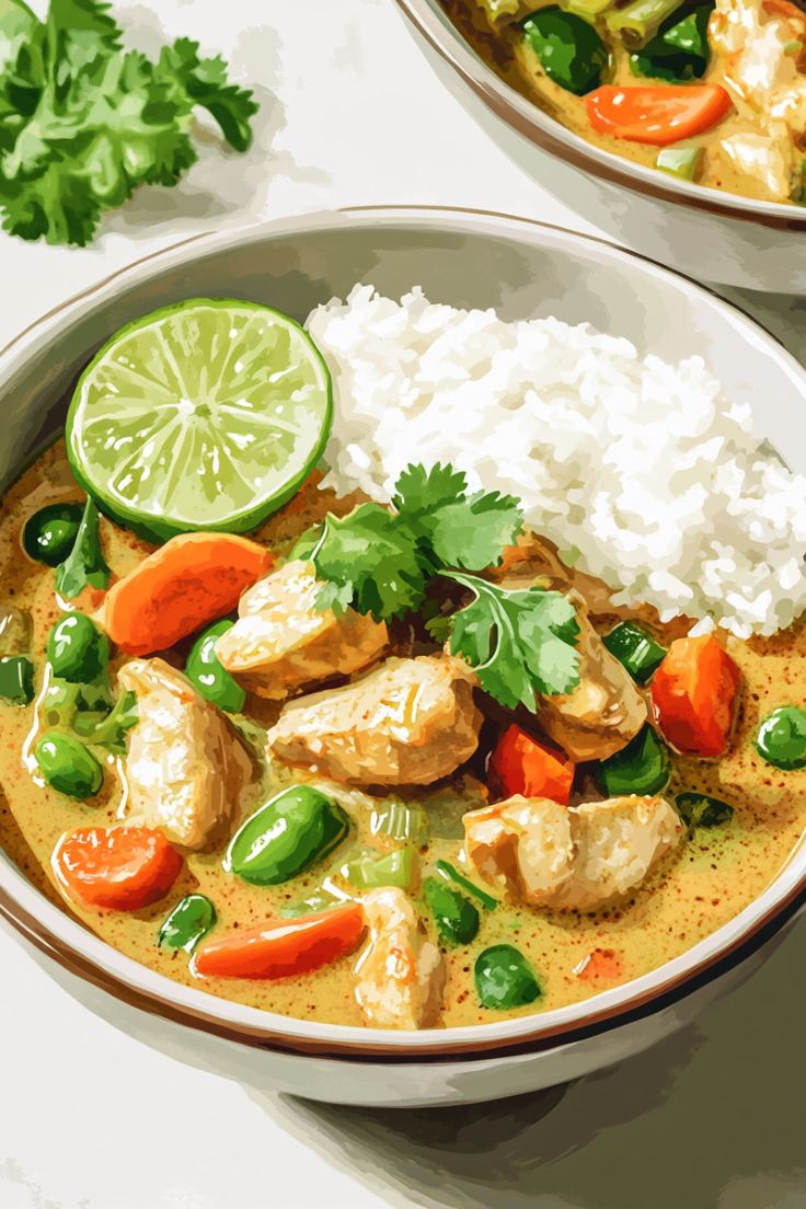 Thai Green Curry with Ginger Chicken & Vegetables 2 1