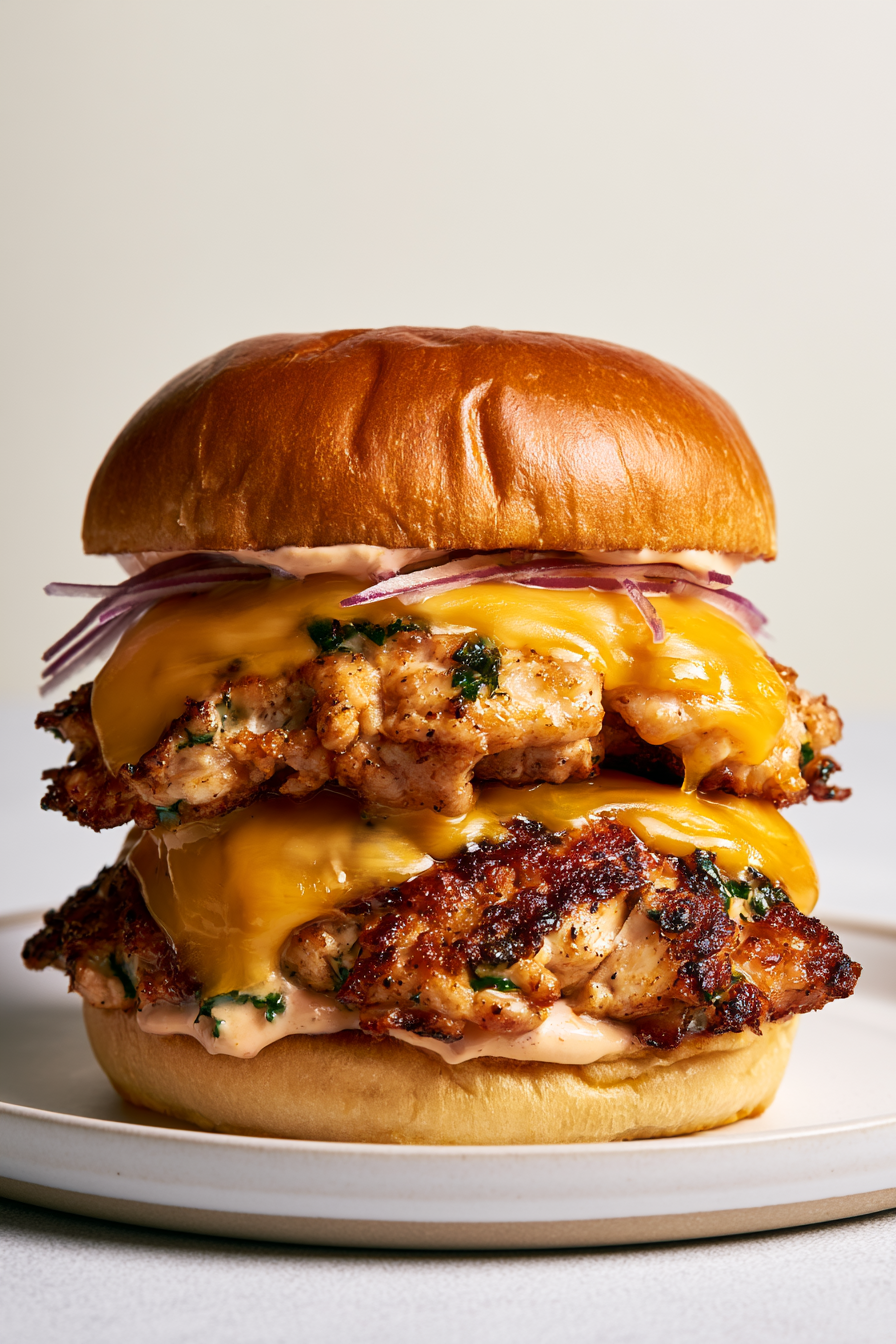 Smashed Chicken Burgers with Cheddar & Parsley3